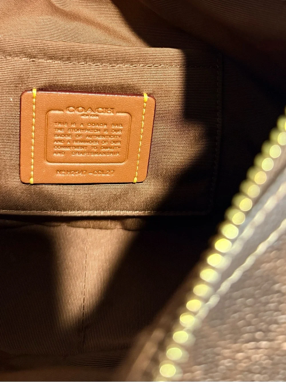 Coach Aria Bag - Brown Signature Crescent Bag with Gold Hardware - Picture 7 of 7